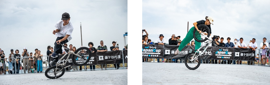 A flatland BMX rider performing a trick during the Mynavi Japan Cup Yokosuka 2024